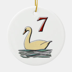 Ornamento De Cerâmica 7 cisnes uma natação