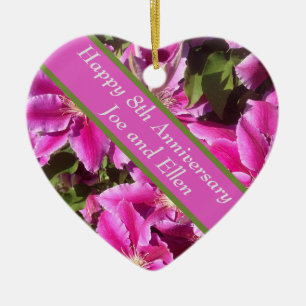 Ornamento De Cerâmica 8º Aniversário, Clematis