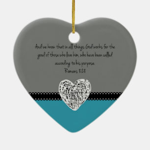 Ornamento De Cerâmica 8:28 dos romanos do verso da bíblia retro