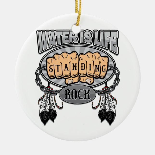 Ornamento De Cerâmica A água ereta da rocha é punhos da vida (Frente)