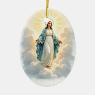 Ornamento De Cerâmica A Assunção de Maria Paz e Bênçãos de Deus