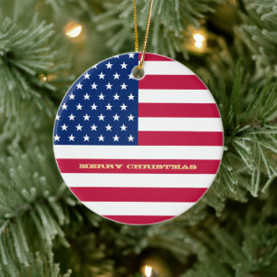 Ornamento De Cerâmica A bandeira dos EUA Stars o Natal patriótico de
