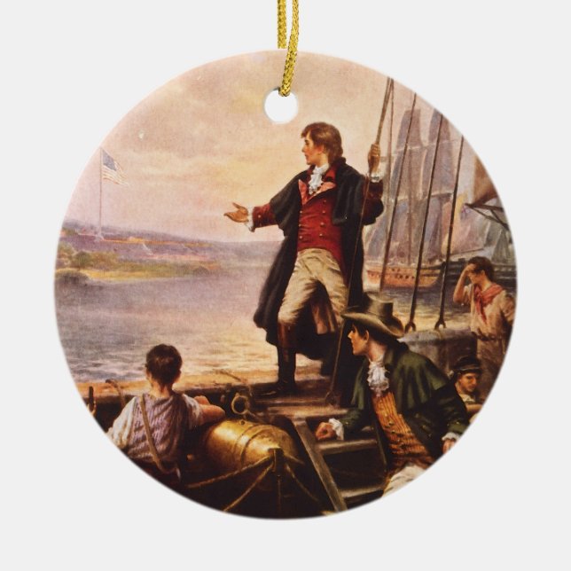 Ornamento De Cerâmica A bandeira star spangled por Percy Moran (Frente)