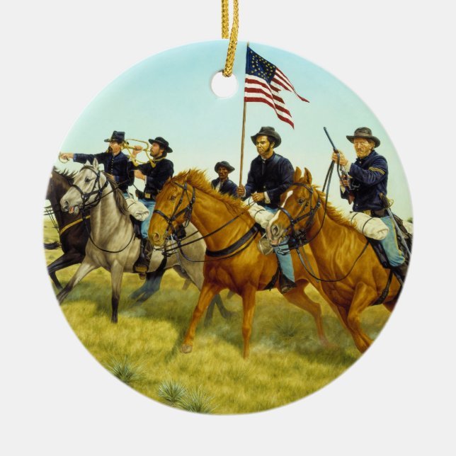 Ornamento De Cerâmica A Batalha de Prairie Dog Creek por Ralph Heinz (Frente)