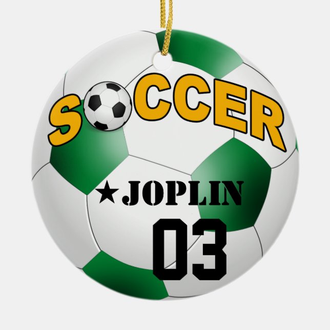 Ornamento De Cerâmica A bola de futebol de DIY ESCOLHE SUA COR do FUNDO (Frente)