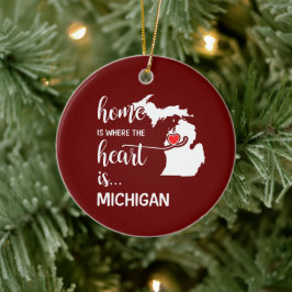Ornamento De Cerâmica A casa de Michigan é onde está o coração