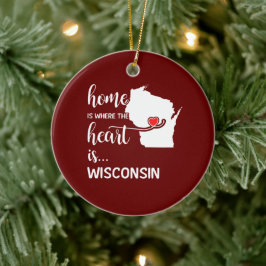 Ornamento De Cerâmica A casa de Wisconsin é onde está o coração