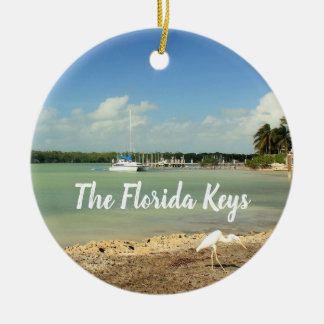 Ornamento De Cerâmica A cena da foto de Florida Keys com barco e gert