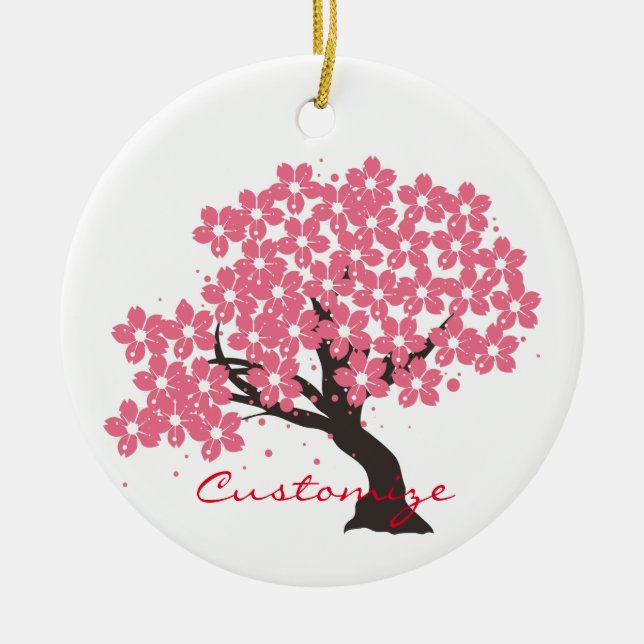 Ornamento De Cerâmica A Cherry-Blossoms Thunder_Cove Japonesa Sakura (Frente)