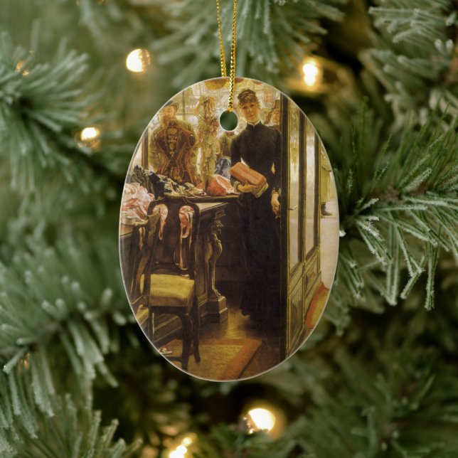 Ornamento De Cerâmica A Compra Rapariga de James Tissot, Victorian Fine  (Árvore)