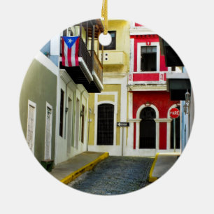 Ornamento De Cerâmica a cor de San Juan velho Puerto Rico
