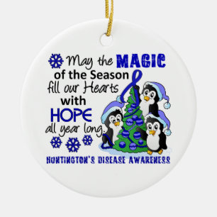 Ornamento De Cerâmica A doença de Huntington dos pinguins do Natal