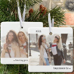 Ornamento De Cerâmica A Felicidade Fotográfica é você como um Minimalist<br><div class="desc">Um ornamento minimalista com suas fotos personalizadas e a tipografia moderna do estilo de máquina de escrever. O design é de dois lados e o modelo está pronto para que você adicione fotos de tamanho de cheio à parte frontal e traseira. O ano e a formulação são perfeitamente editáveis -...</div>