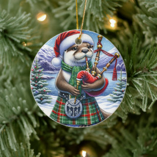 Ornamento De Cerâmica A Festa de Natal Escocesa