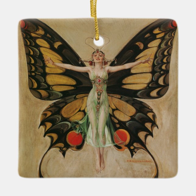 Ornamento De Cerâmica A Flapper - Garota Borboleta (Frente)