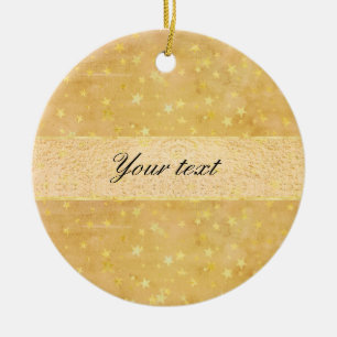Ornamento De Cerâmica A folha Dourado personalizada Stars a aguarela