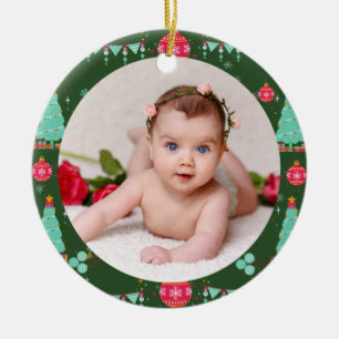Ornamento De Cerâmica A Foto do Seu Bebê é Cólvora de Natal