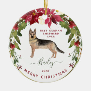 Ornamento De Cerâmica A foto do seu cão do Feliz Natal german shepherd