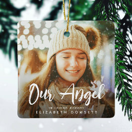 Ornamento De Cerâmica A Foto Memorial do Nosso Anjo Mantém o Natal