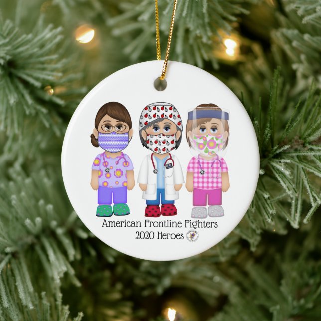 Ornamento De Cerâmica A Frontline Americana Combate Mulheres (Árvore)