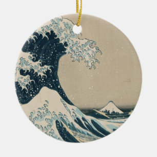 Ornamento De Cerâmica A grande onda de Kanagawa, vistas de Monte Fuji
