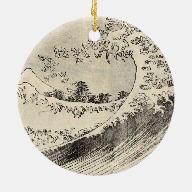 Ornamento De Cerâmica A Grande Onda (por Katsushika Hokusai) (Traseira)