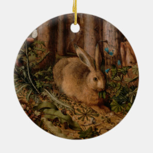 Ornamento De Cerâmica A Hare in the Forest (por Hans Hoffmann)