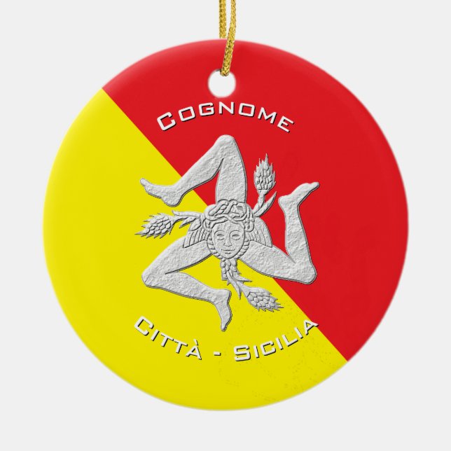 Ornamento De Cerâmica A herança siciliano personaliza (Frente)