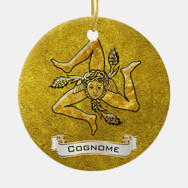 Ornamento De Cerâmica A herança Trinacria siciliano personaliza (Frente)