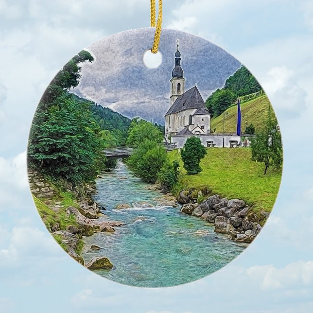 Ornamento De Cerâmica A igreja em Ramsau - idyll (Criador carregado)