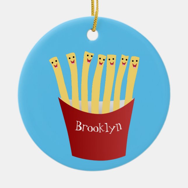 Ornamento De Cerâmica A ilustração de desenho animado de comida rápida d (Frente)