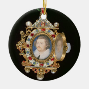 Ornamento De Cerâmica A jóia de Gresley, com os retratos diminutos do