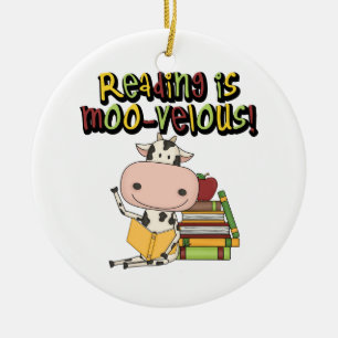 Ornamento De Cerâmica A leitura é MOO-velous