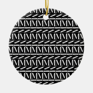 Ornamento De Cerâmica A letra inicial M do monograma, escolhe a cor do