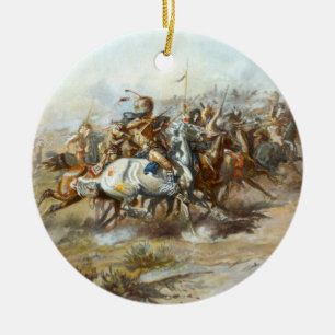 Ornamento De Cerâmica A Luta de Custer Batalha Charles Marion Russell 