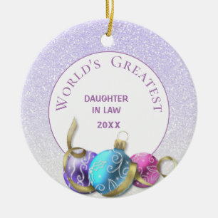 Ornamento De Cerâmica A maior filha do mundo na lei, o Natal roxo