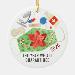 Ornamento De Cerâmica A Máscara de Natal de 2020
