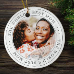 Ornamento De Cerâmica A melhor foto simples clássica da mãe do mundo<br><div class="desc">Este design simples e clássico é composto por tipografia serif e adiciona uma foto personalizada.</div>