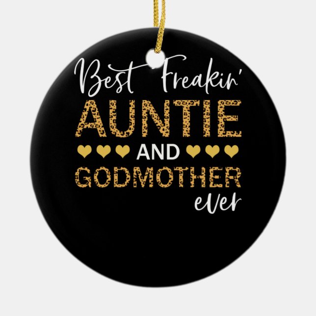 Ornamento De Cerâmica A Melhor Tia E A Madrinha Nunca Lepard (Frente)