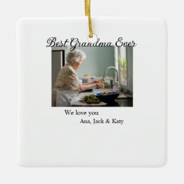 Ornamento De Cerâmica A melhor vovó de colagem fotográfica que te amamos