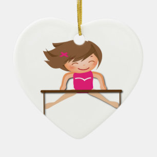 Ornamento De Cerâmica A menina personalizada da GINÁSTICA barra