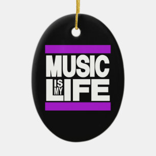 Ornamento De Cerâmica A música é minha vida roxa