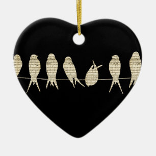 Ornamento De Cerâmica A música nota o destino animal do pássaro do