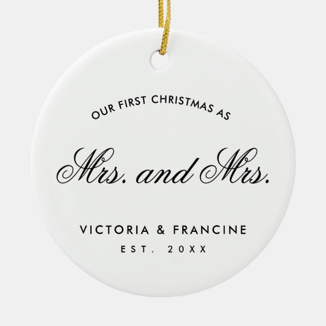 Ornamento De Cerâmica A nossa primeira lésbica de Natal, nova foto branc (Frente)