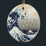 Ornamento De Cerâmica A onda do Excelente da arte de pixel de 8 bits em<br><div class="desc">O Excelente Wave de Kanagawa (神 奈 川 沖 浪 裏) Vintage 8 Bits Pixel Tsunami Art.

Globe Trotters se especializa em imagens idiossincráticas de todo o mundo. Aqui você encontrará cartões de saudação,  cartões postais,  Posters,  Mousepads e muito mais.</div>