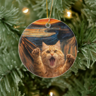 Ornamento De Cerâmica A Paródia do Gato no Grito Arte                  
