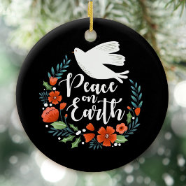 Ornamento De Cerâmica A Paz da Dove Branca Negra no Natal da Terra