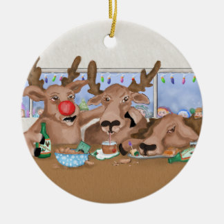 Ornamento De Cerâmica A rena do papai noel que comporta-se mal o