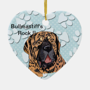 Ornamento De Cerâmica A rocha de Bullmastiff!! - Cara rajado