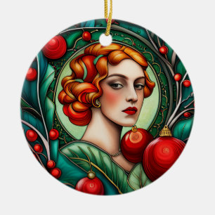 Ornamento De Cerâmica A Ruiva Jolly: Balas e Árvore